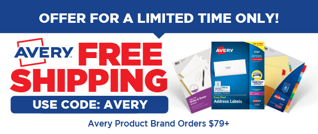 Avery Free Shipping for a Limited Time